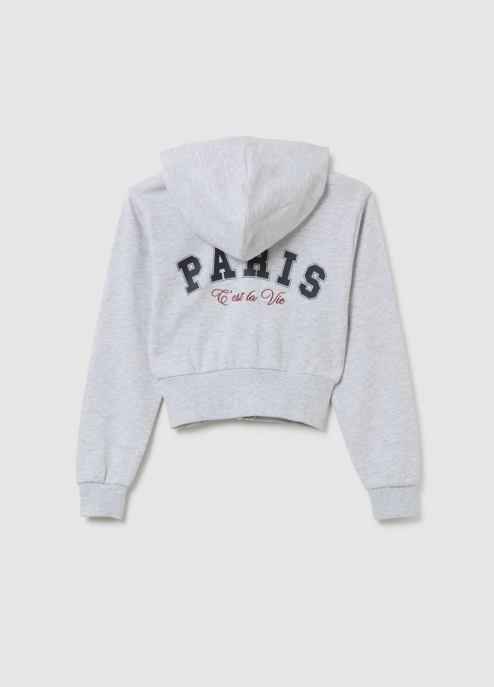 Grey Cotton Girls' Hooded Fitted Sweatshirt