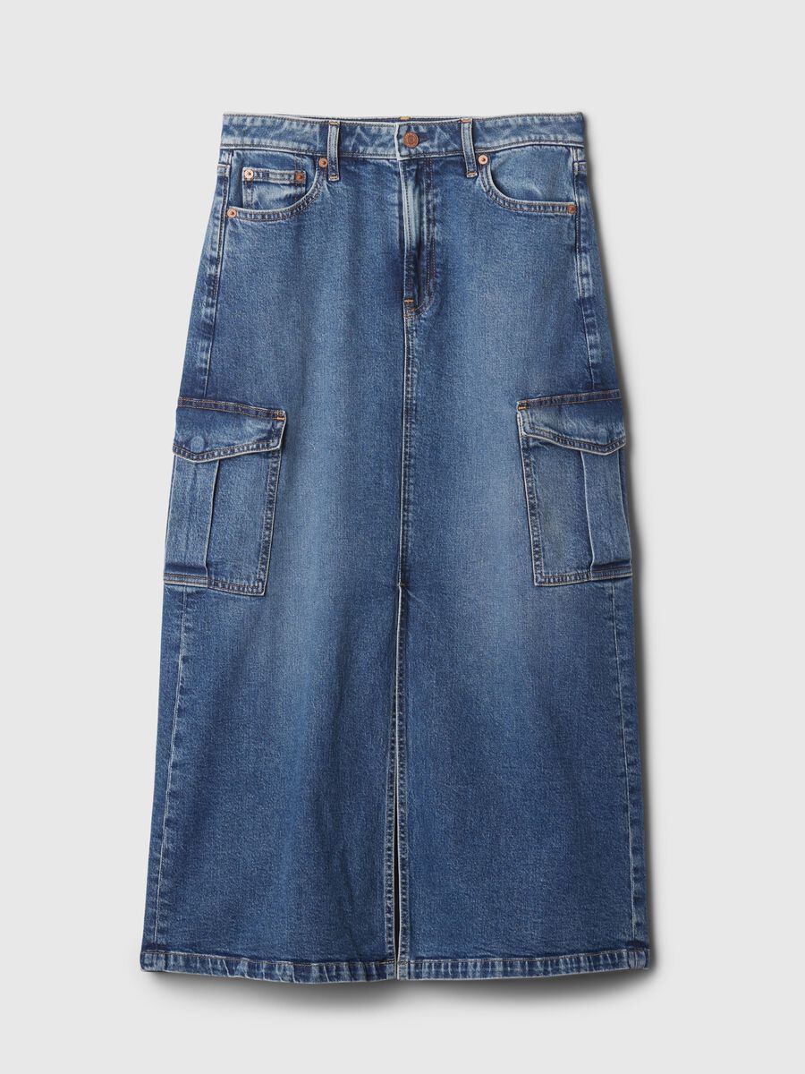 Long cargo skirt in denim_3