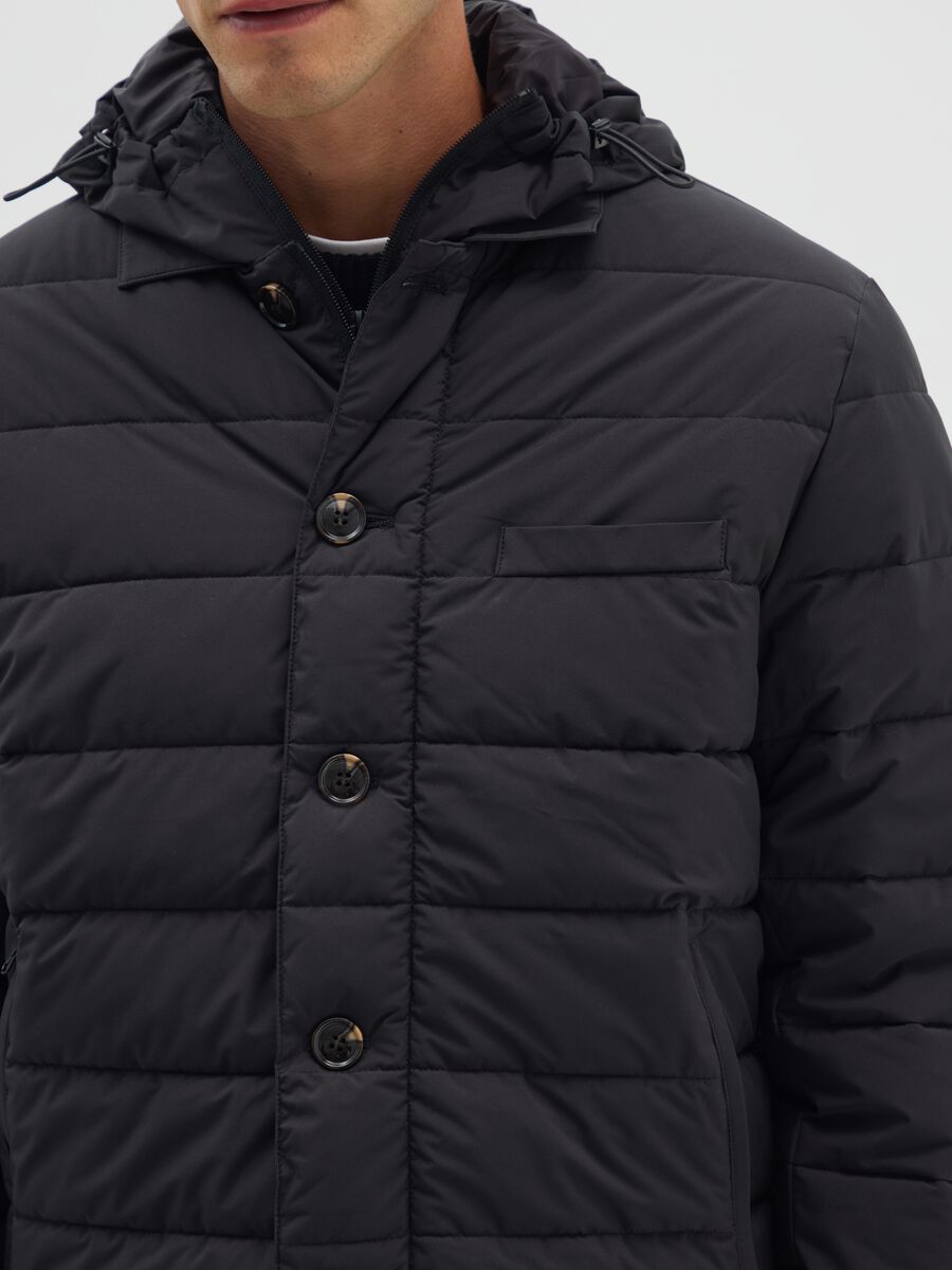 Black regular fit parka jacket with zip_3