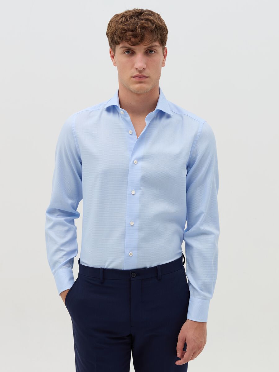 Slim-fit shirt with micro pattern_0