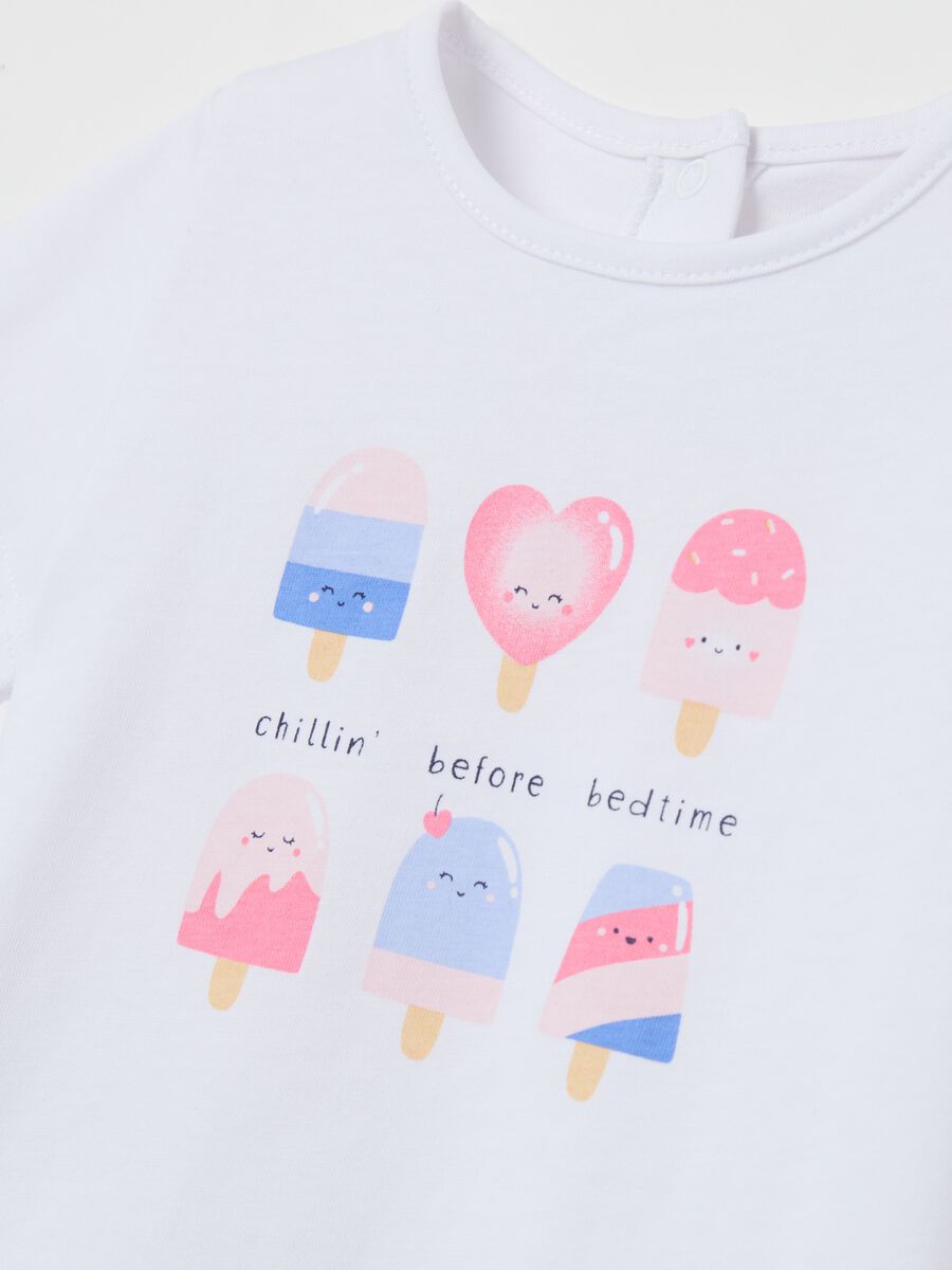 White pyjamas in cotton with ice creams print_3