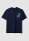 Blue pure cotton relaxed-fit T-shirt with embroidered detail_4