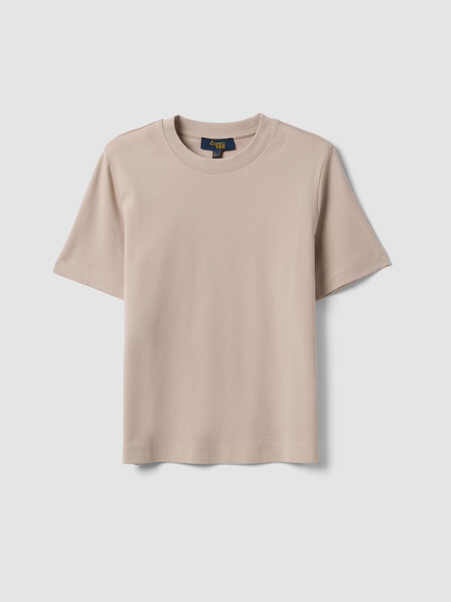 Beige relaxed-fit pure cotton short-sleeve T-shirt_4