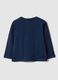 Blue long-sleeved pure cotton T-shirt with regular fit print_1