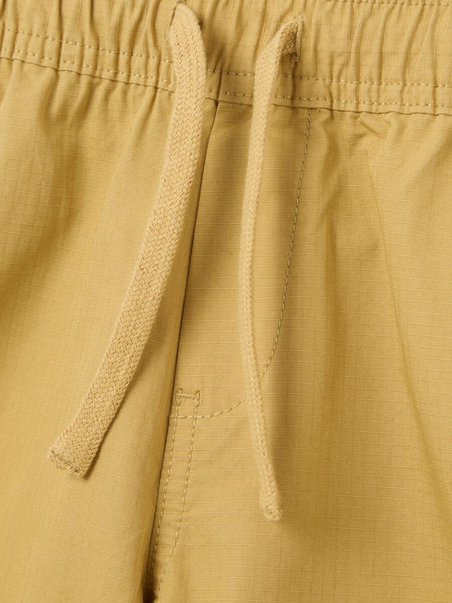 Yellow Bermuda joggers in ripstop canvas with drawstring_2