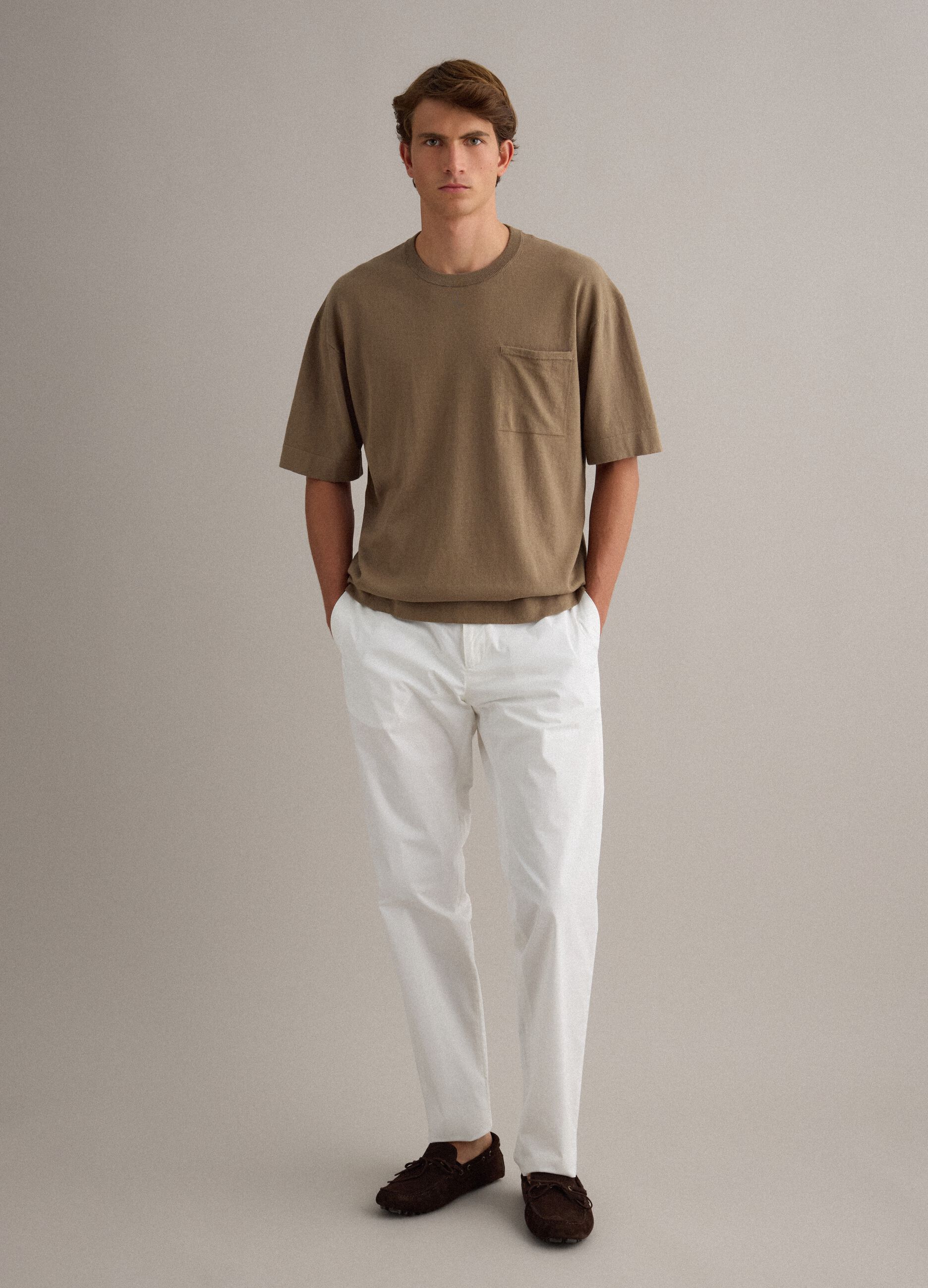 Brown short sleeve pure cotton T-shirt