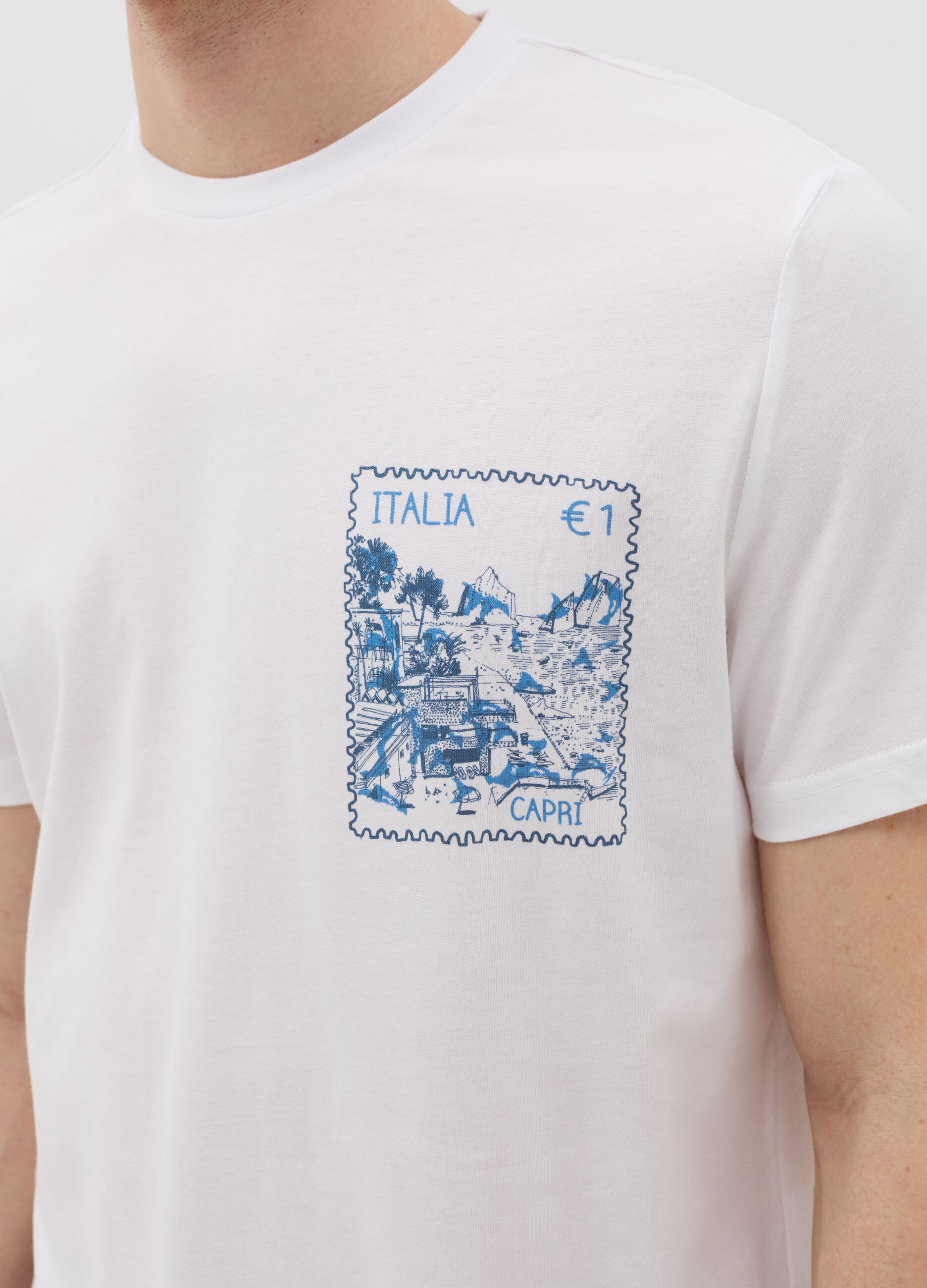 Cotton T-shirt with "Italia Capri" print