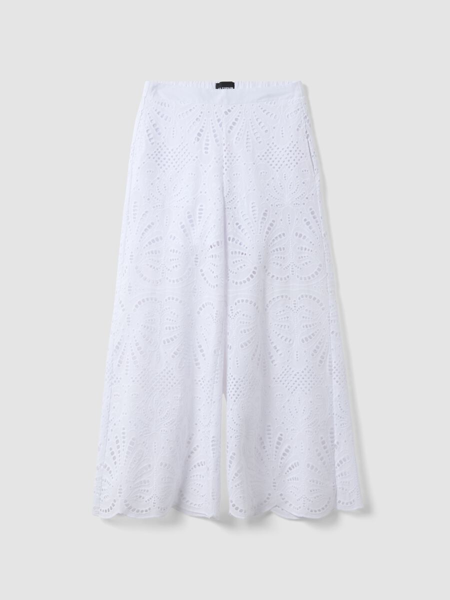 Pantaloni palazzo bianchi in puro cotone sangallo regular fit_4