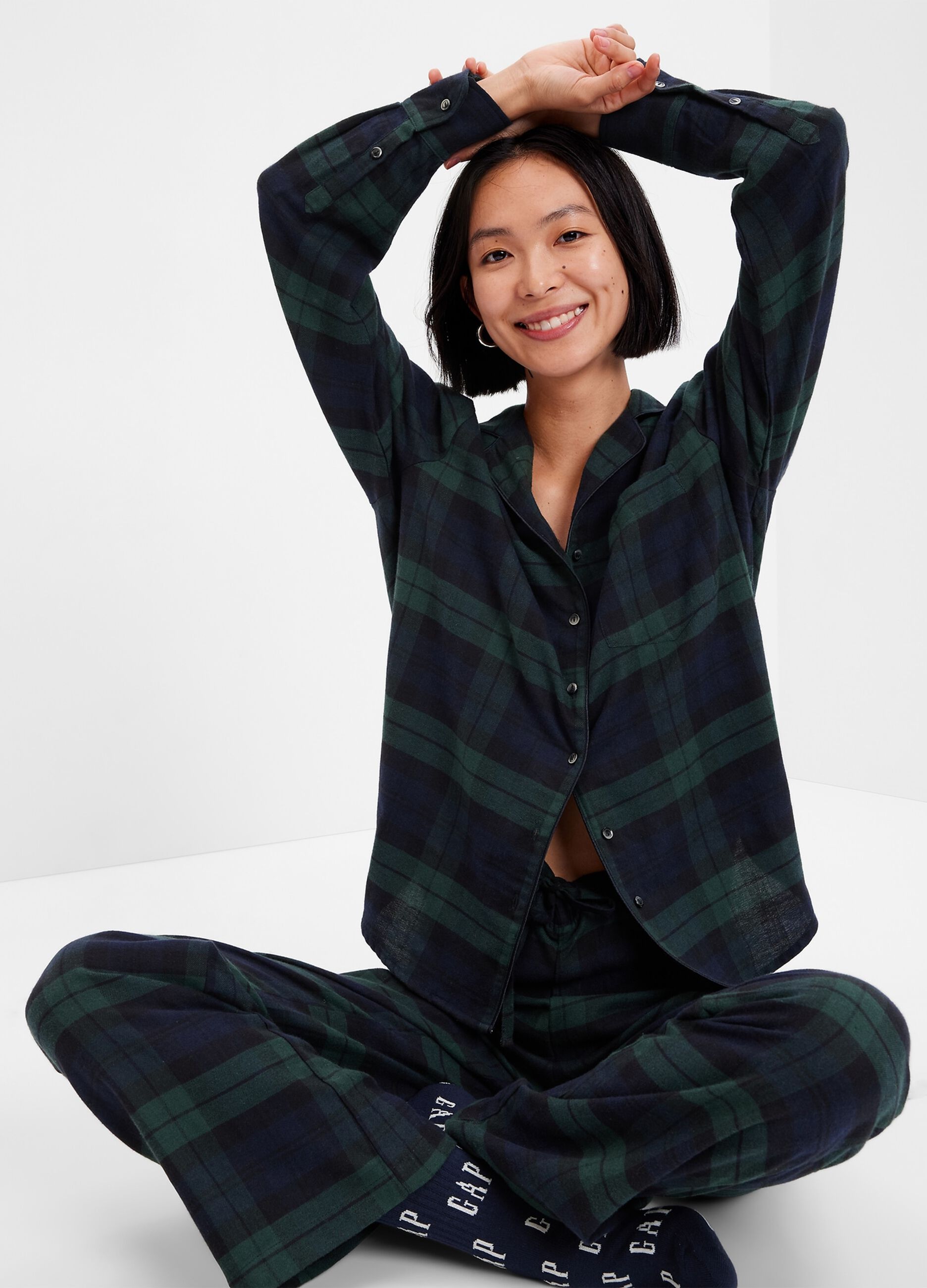 Pigiama lungo in flanella fantasia tartan