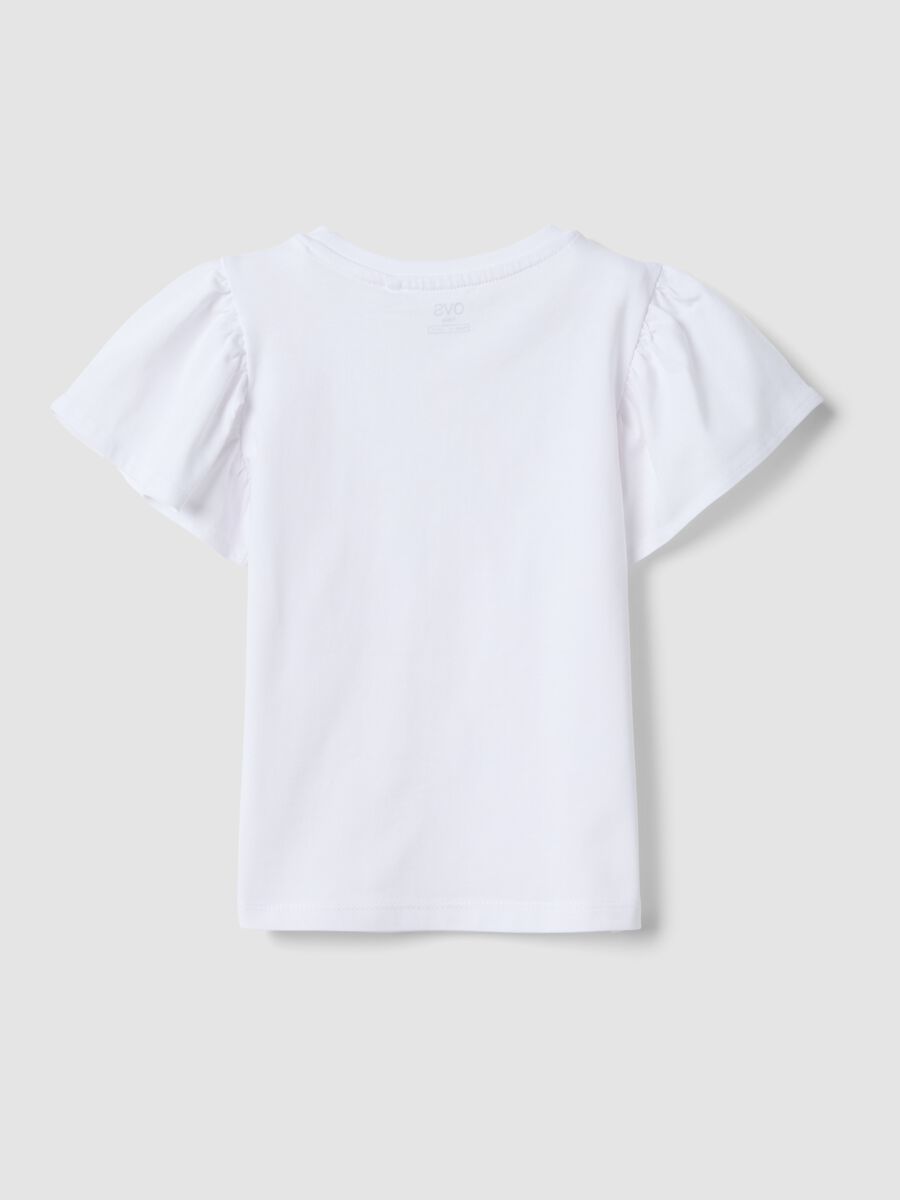 Girls&rsquo; white pure cotton regular-fit T-shirt with star_1