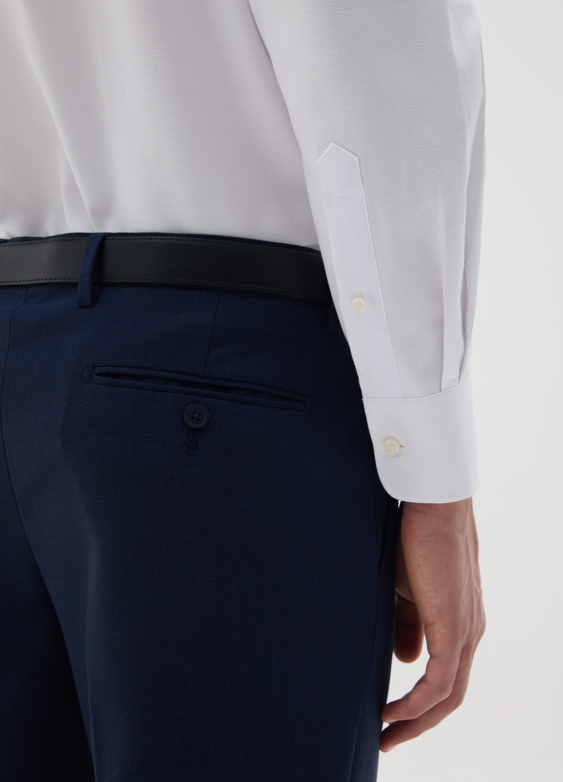 Men's white pure cotton easy iron shirt