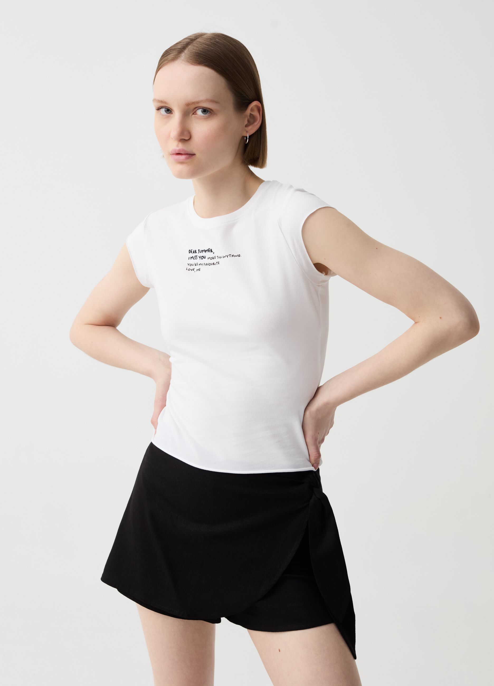 Ovs T-shirt crop con stampa