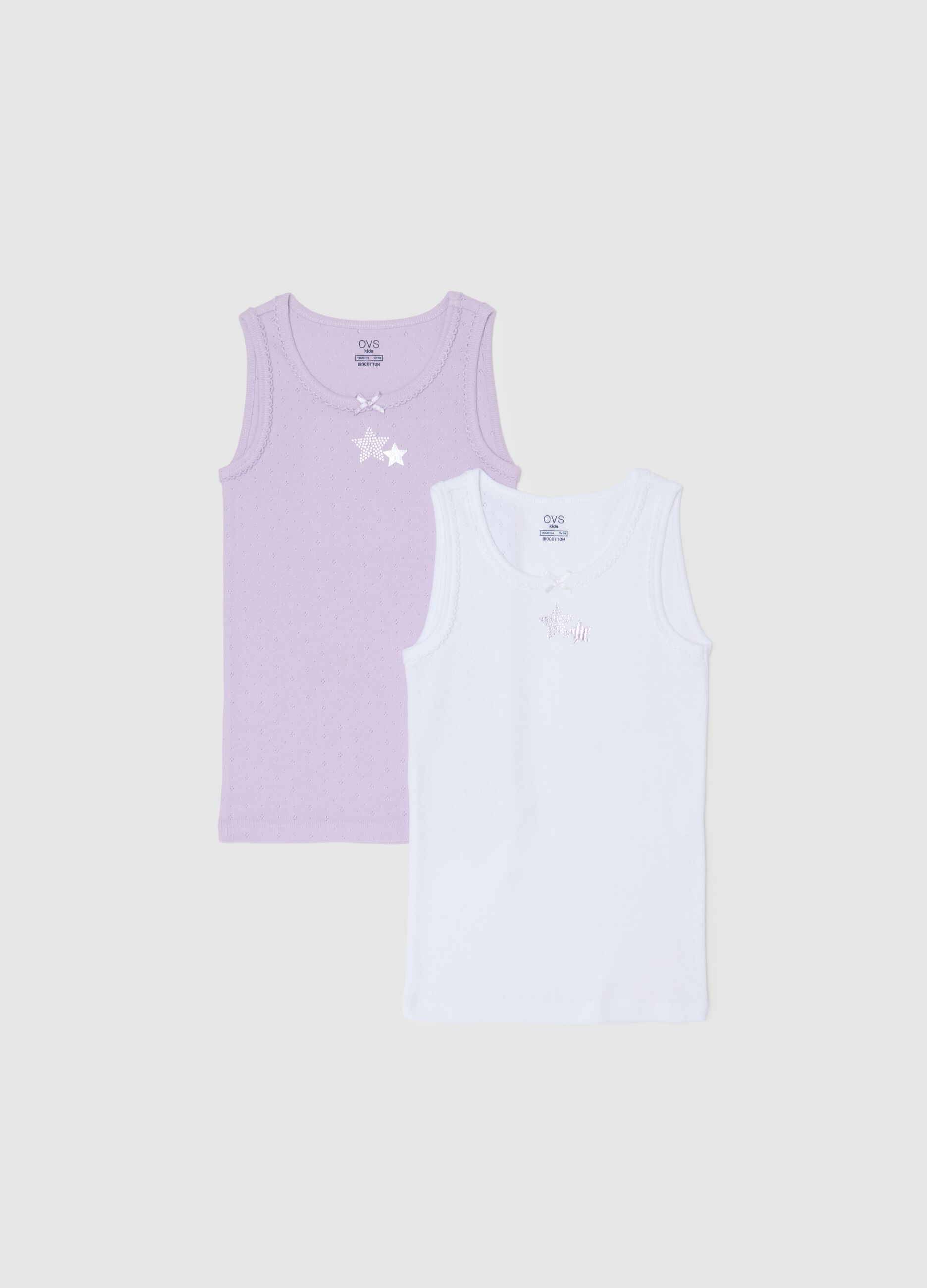 Girls' Twin-Pack Vest Set in Pure Cotton Multicolour Regular Fit