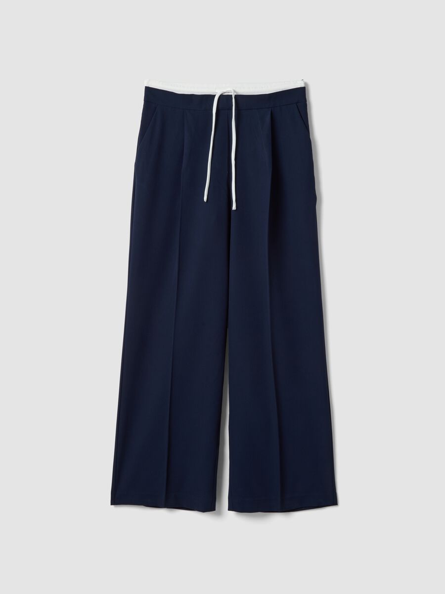 Blue regular fit jogger trousers with elasticated waist_0