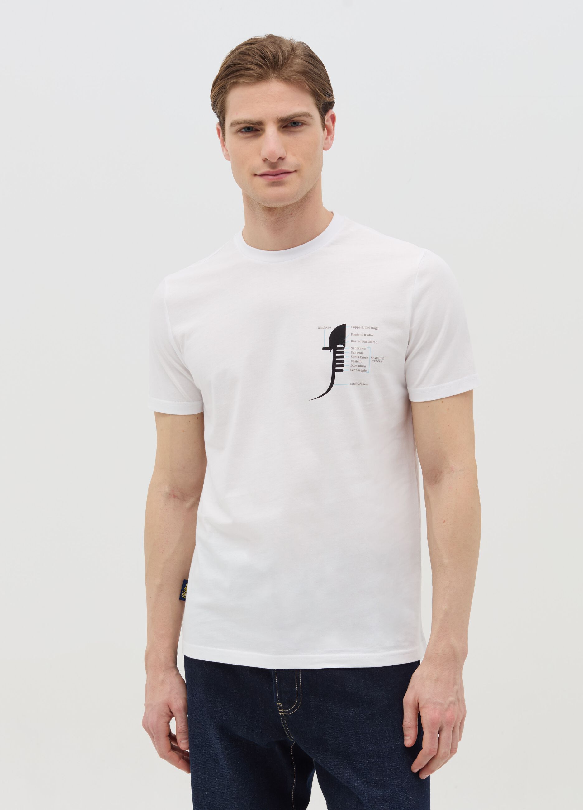 Cotton T-shirt with gondola prow head print