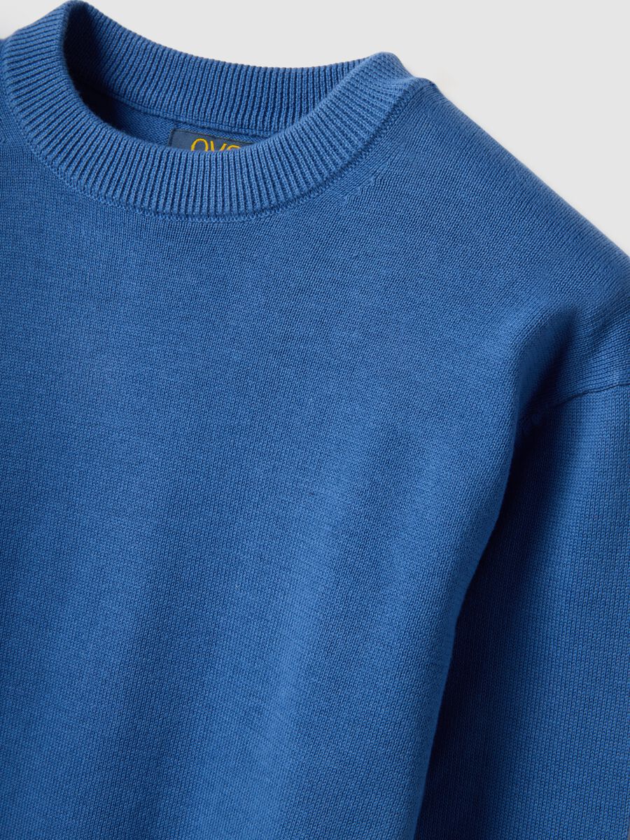 Children's Regular Fit Blue Cotton Crew Neck Jumper_2
