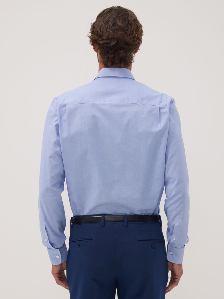 Light blue pure compact cotton shirt with French collar, regular fit_3