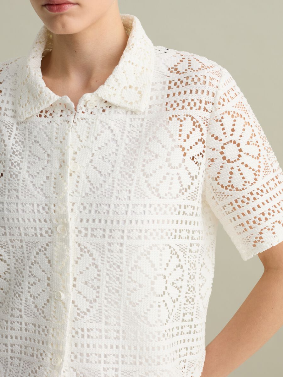White polo shirt in lace_2