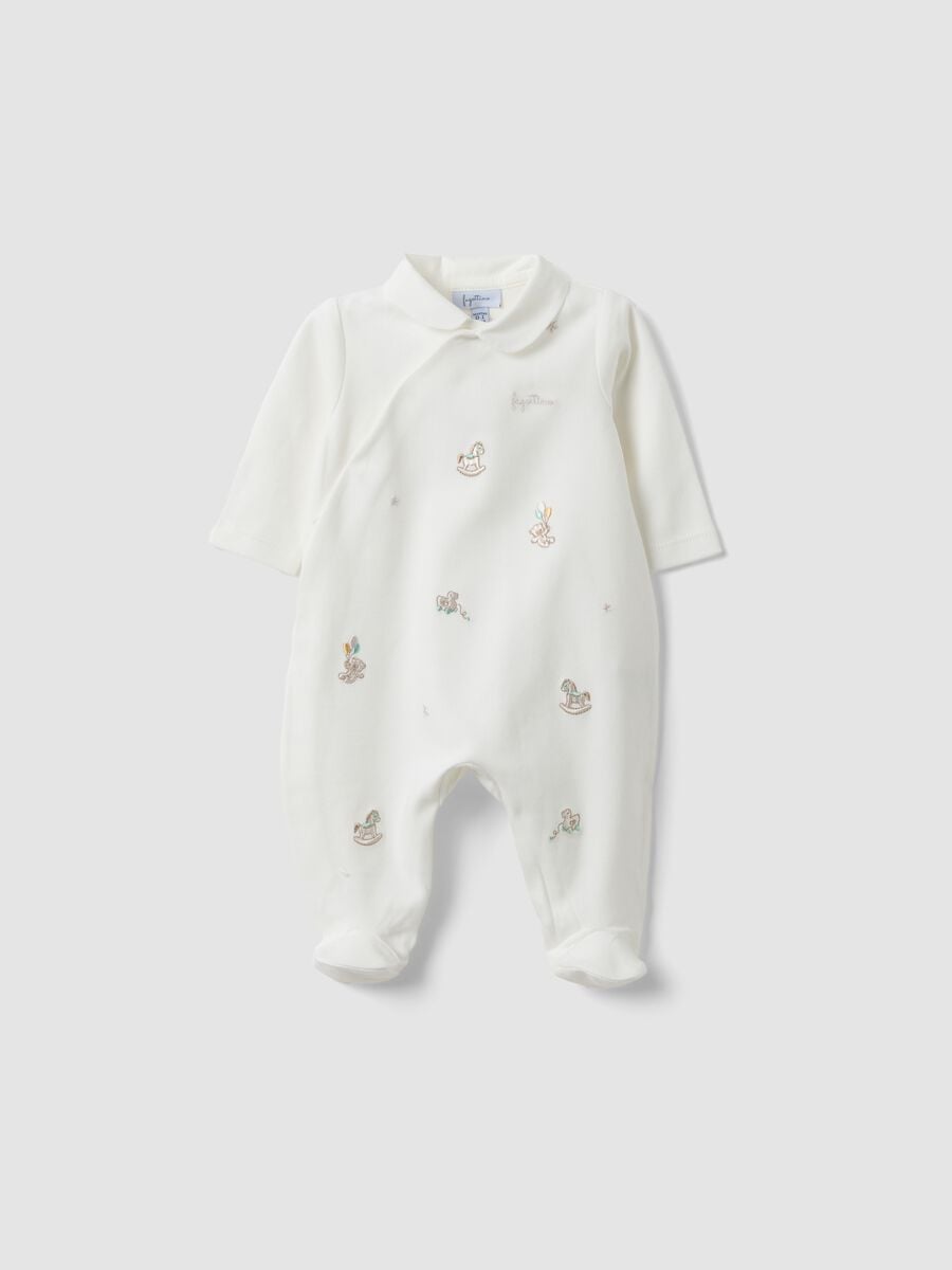 Tutina bianca con piedini in puro cotone organico_0