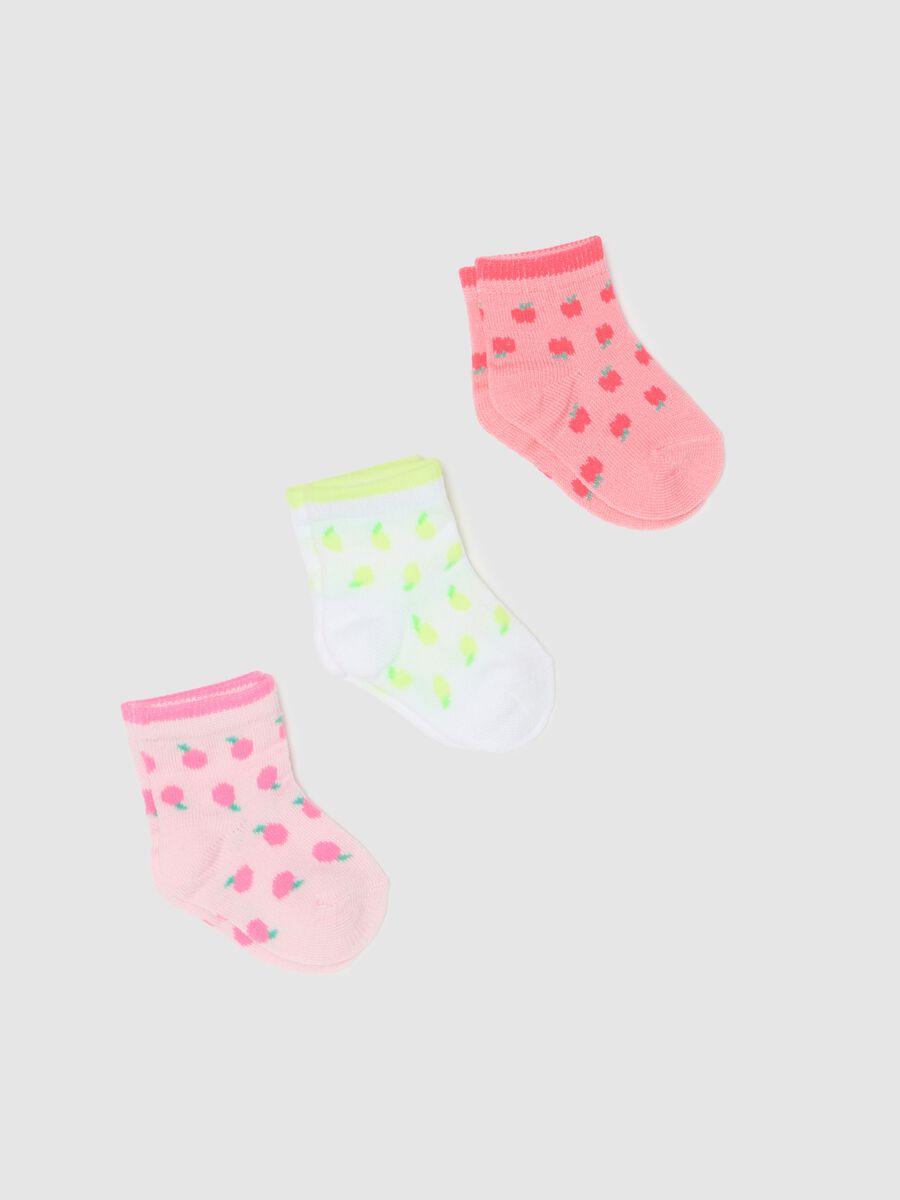 Three-pair pack short socks with fruit design_0
