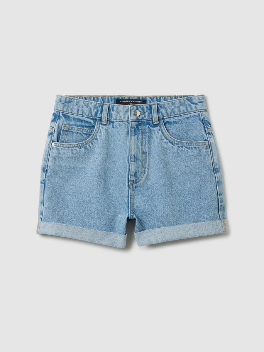 Women's blue pure cotton shorts regular fit_0