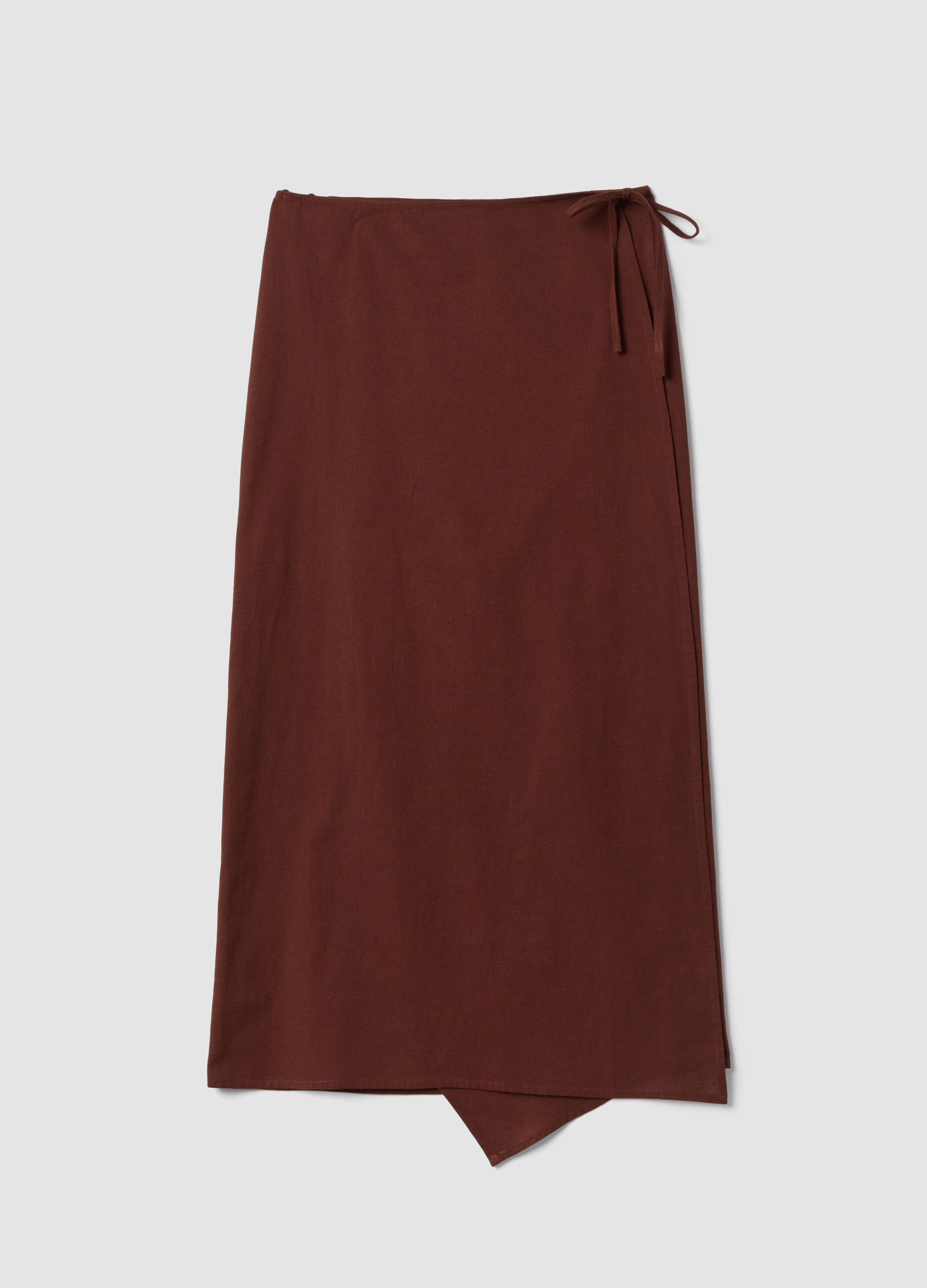 Brown cotton-linen blend pareo