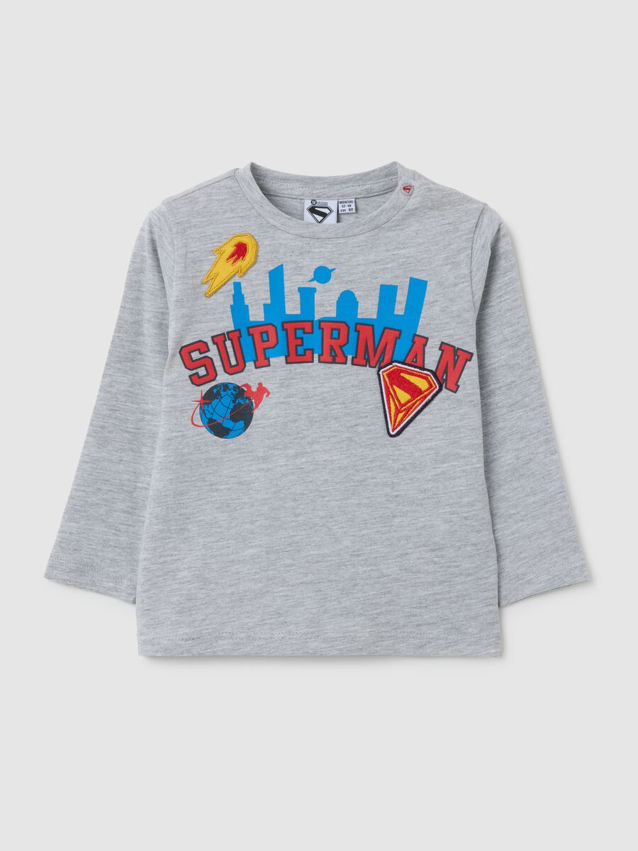 Grey cotton children's top with Superman_0