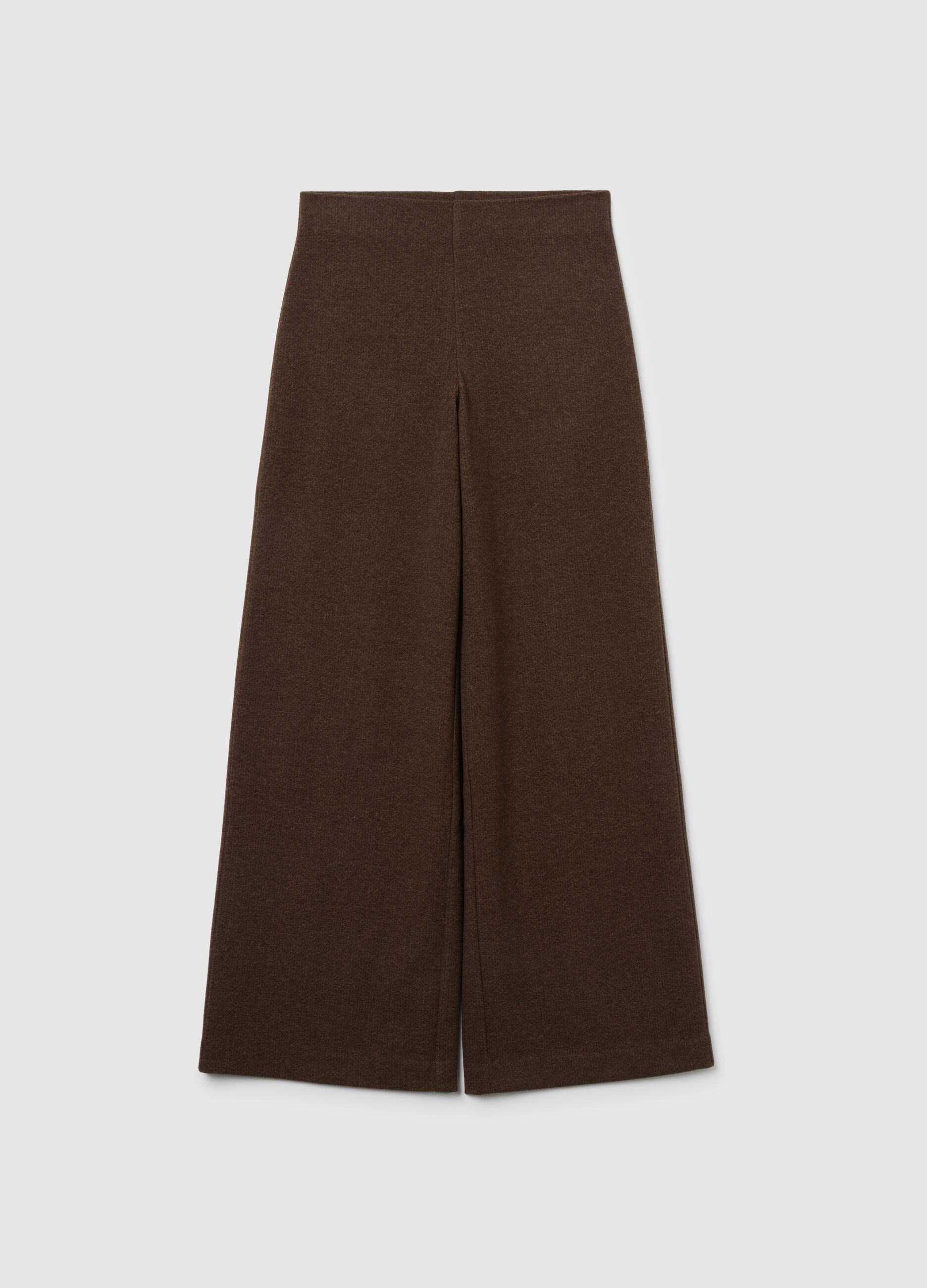 Brown wide-leg stretch trousers