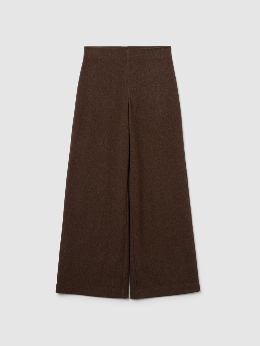 Brown wide-leg stretch trousers_0