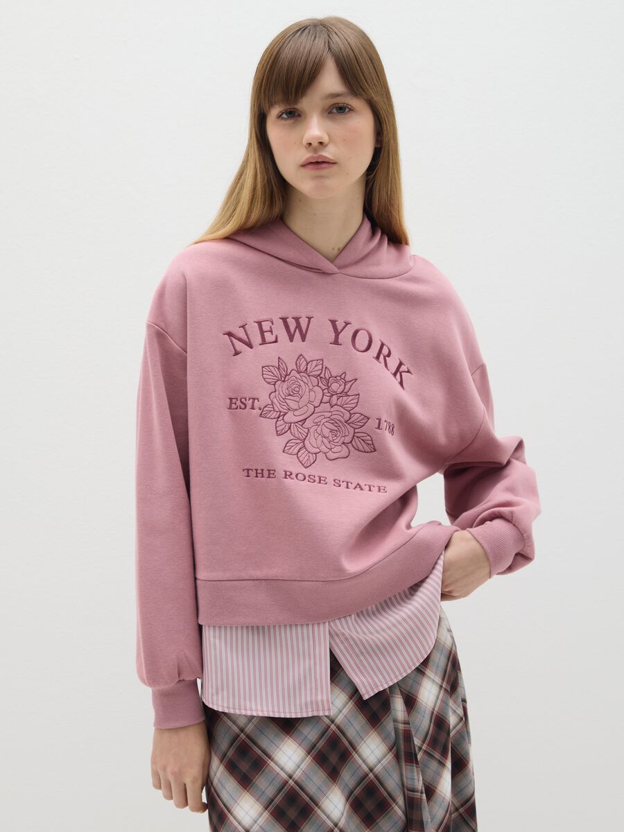 Pink cotton blend sweatshirt regular fit with print_0