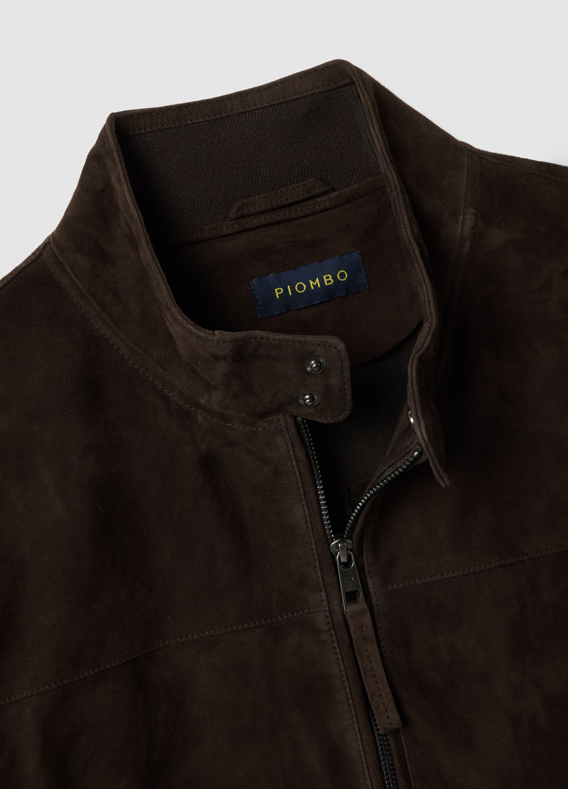 Brown genuine leather jacket regular fit with full zip