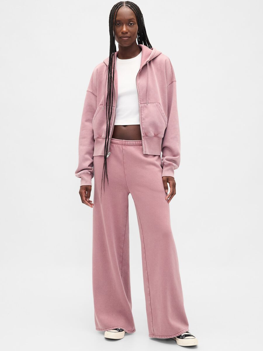 Women's Pink Trousers in Cotton and Polyester Blend_0