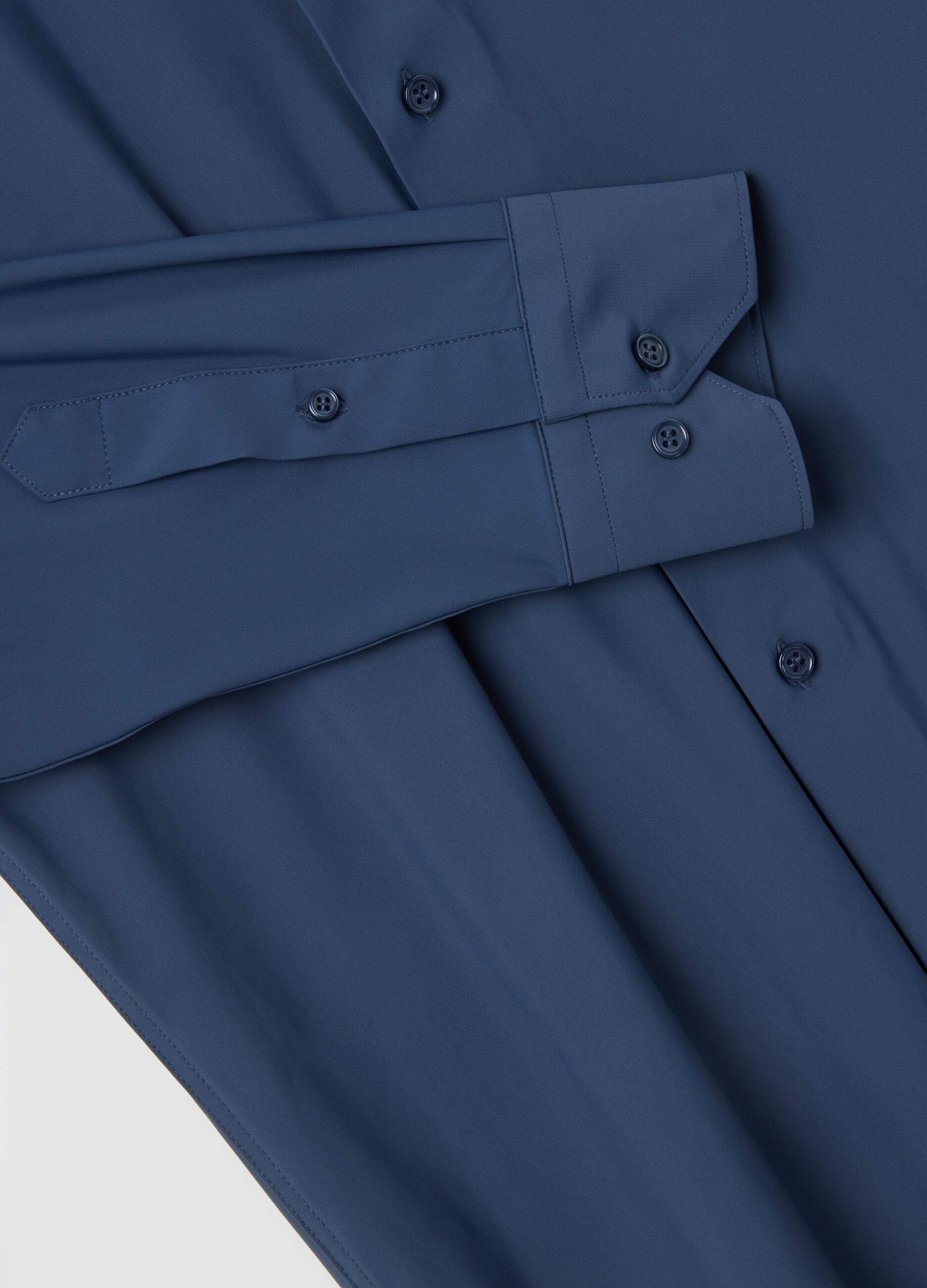 Blue Stretch Fabric Slim Fit Shirt