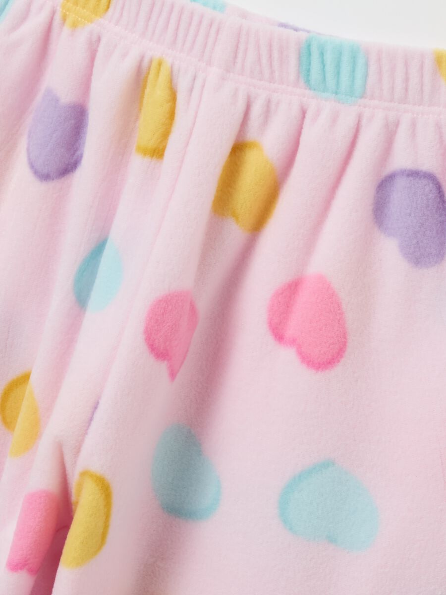 Velour pyjamas with multicoloured hearts print_3