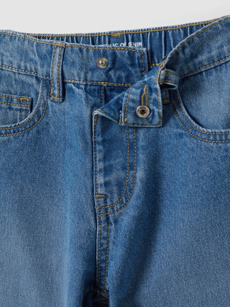 Jeans azzurri in puro cotone wide leg per bambino_3