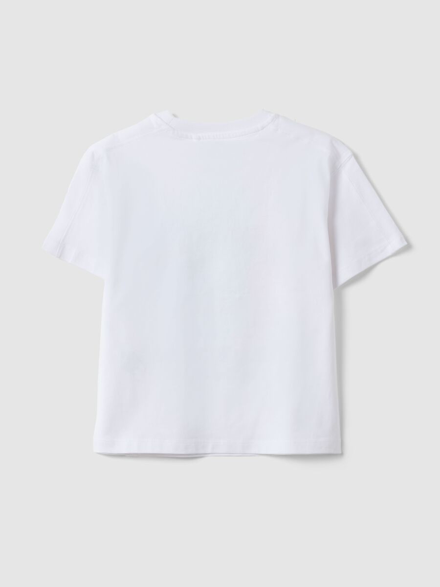 Boys' regular fit pure white cotton T-shirt with skateboard design_1