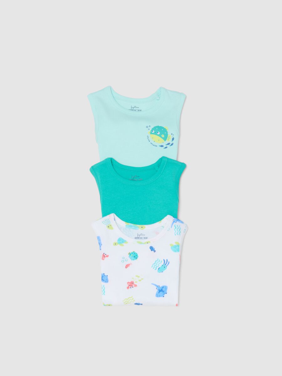 Newborn Sleeveless Pure Cotton Multicolour Bodysuit Tripack_3