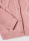 Pink crew-neck openwork knit cardigan_3
