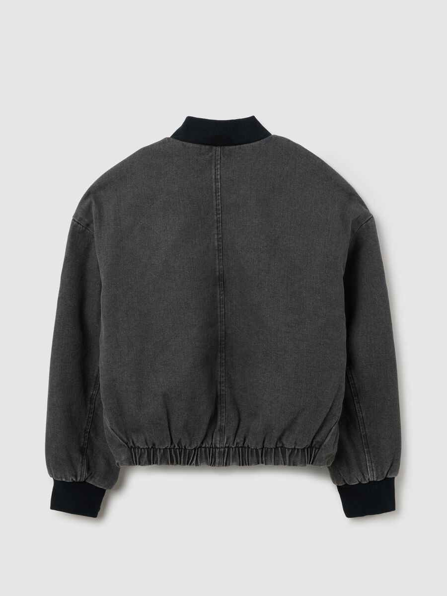 Girls' oversized grey cotton bomber jacket_1