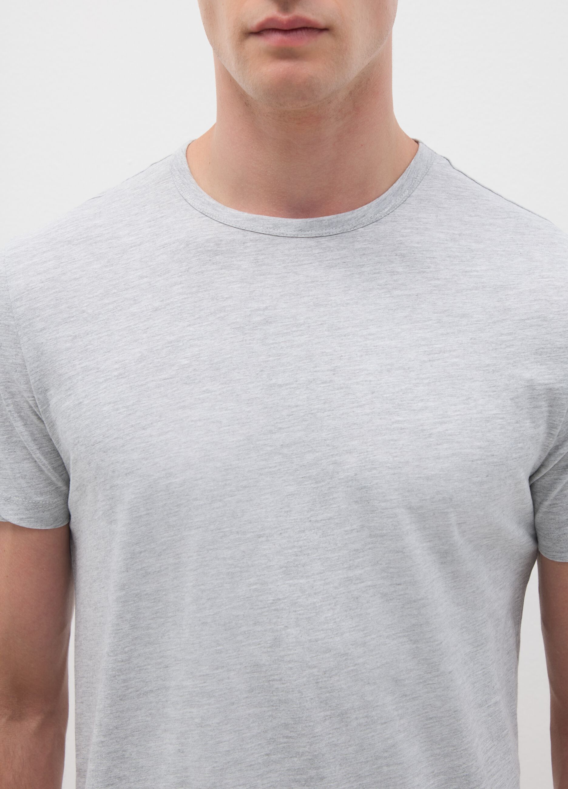 Men's grey pure cotton regular fit t-shirt