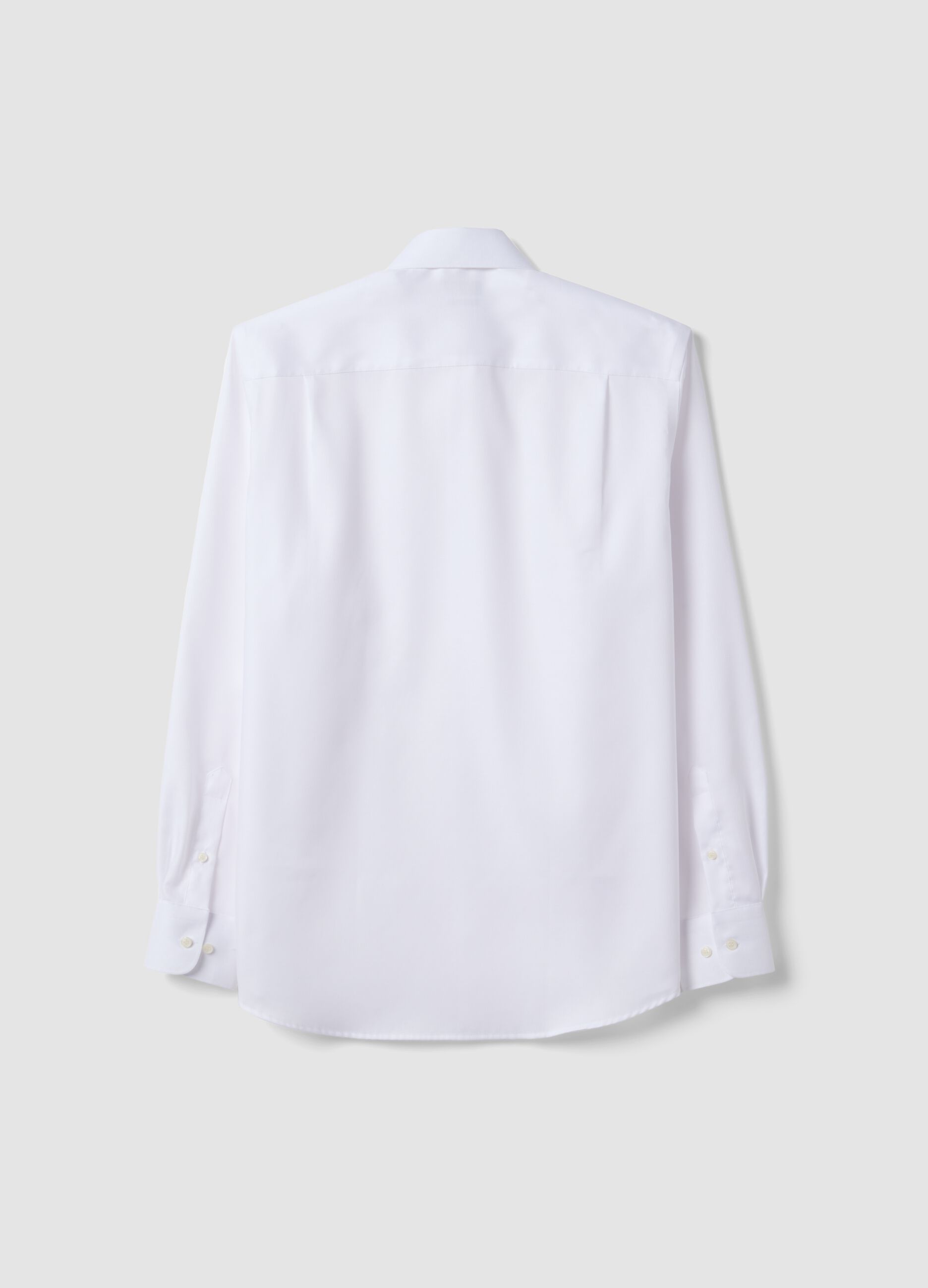 White pure cotton shirt with French collar, regular fit, non-iron