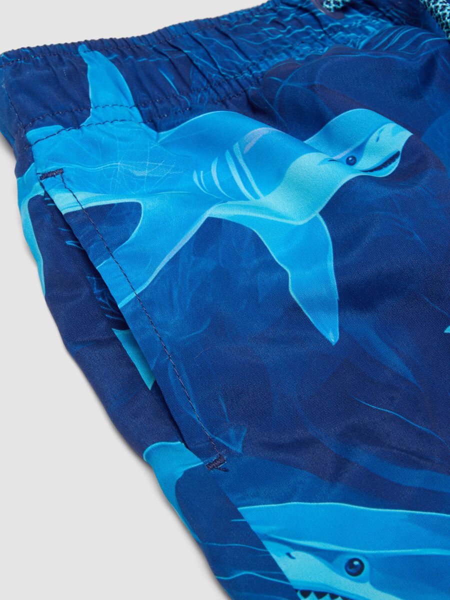 Blue shark-print swim shorts_3