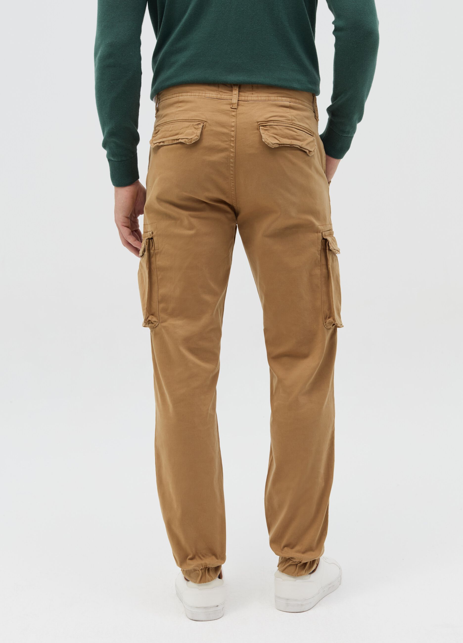 Pantaloni cargo in cotone stretch