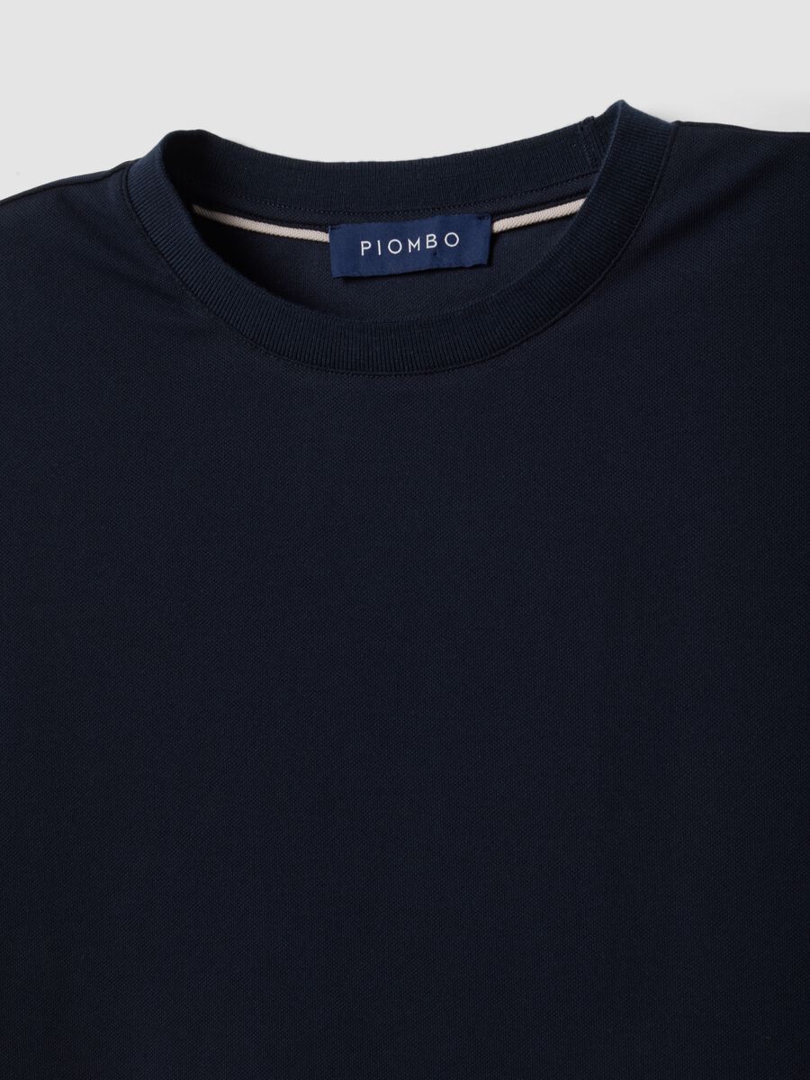 T-shirt blu in misto cotone piquet elasticizzato regular fit Easy Dry_1