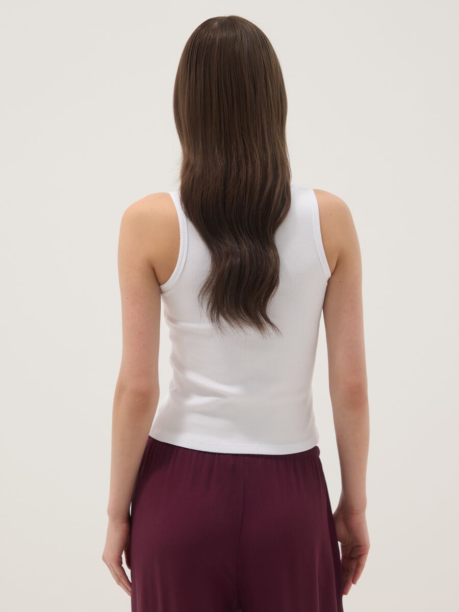 White stretch-cotton tank top_3