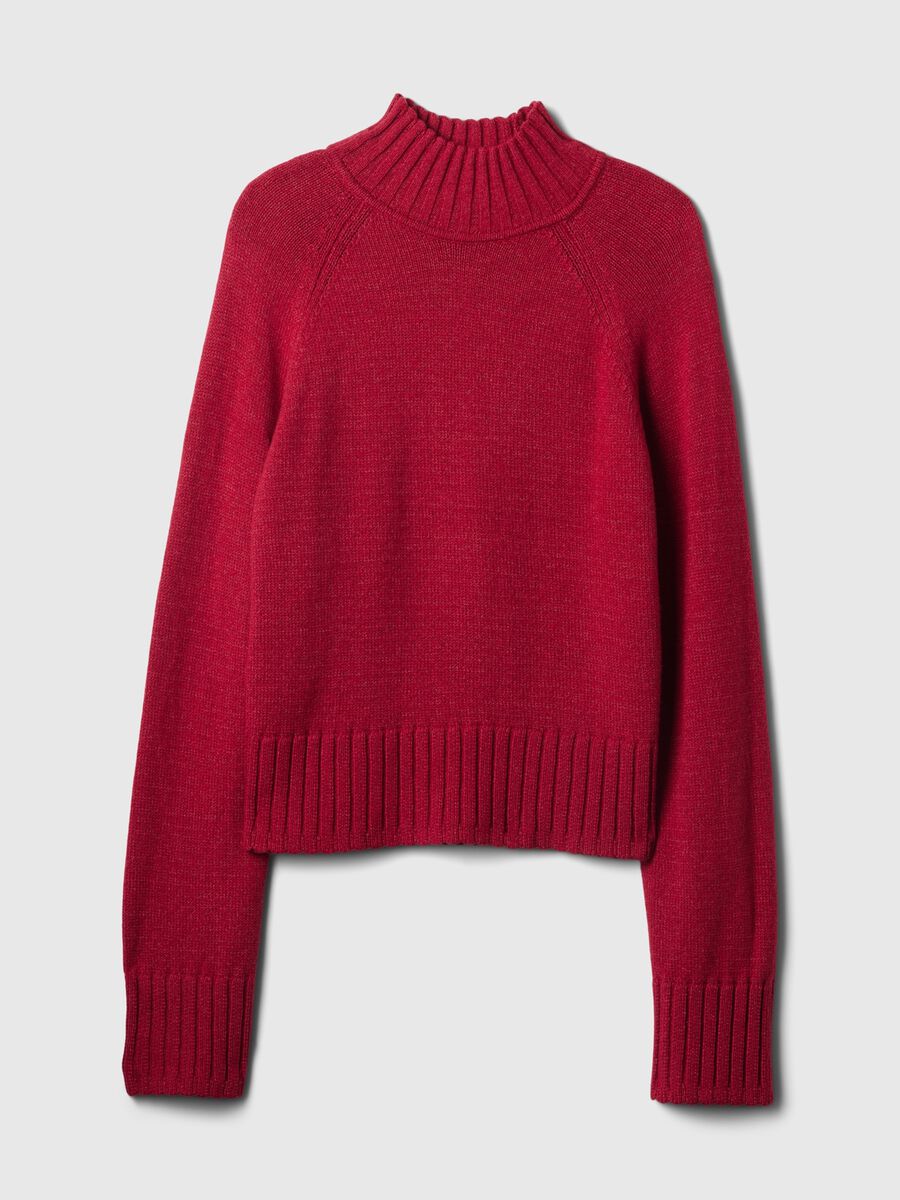 Cropped sweater with mock neck and raglan sleeves_3