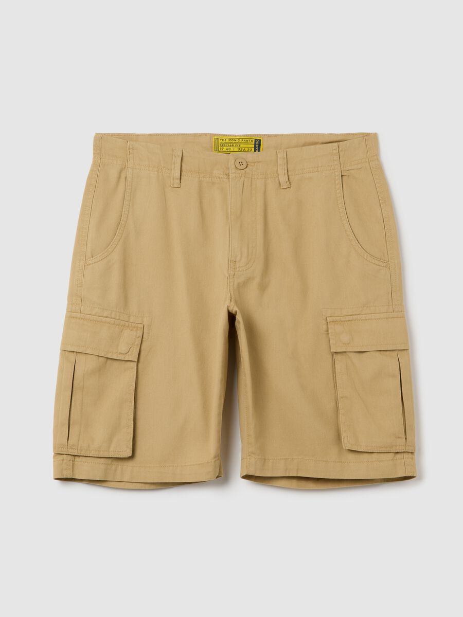 Men's beige pure cotton regular fit shorts_4