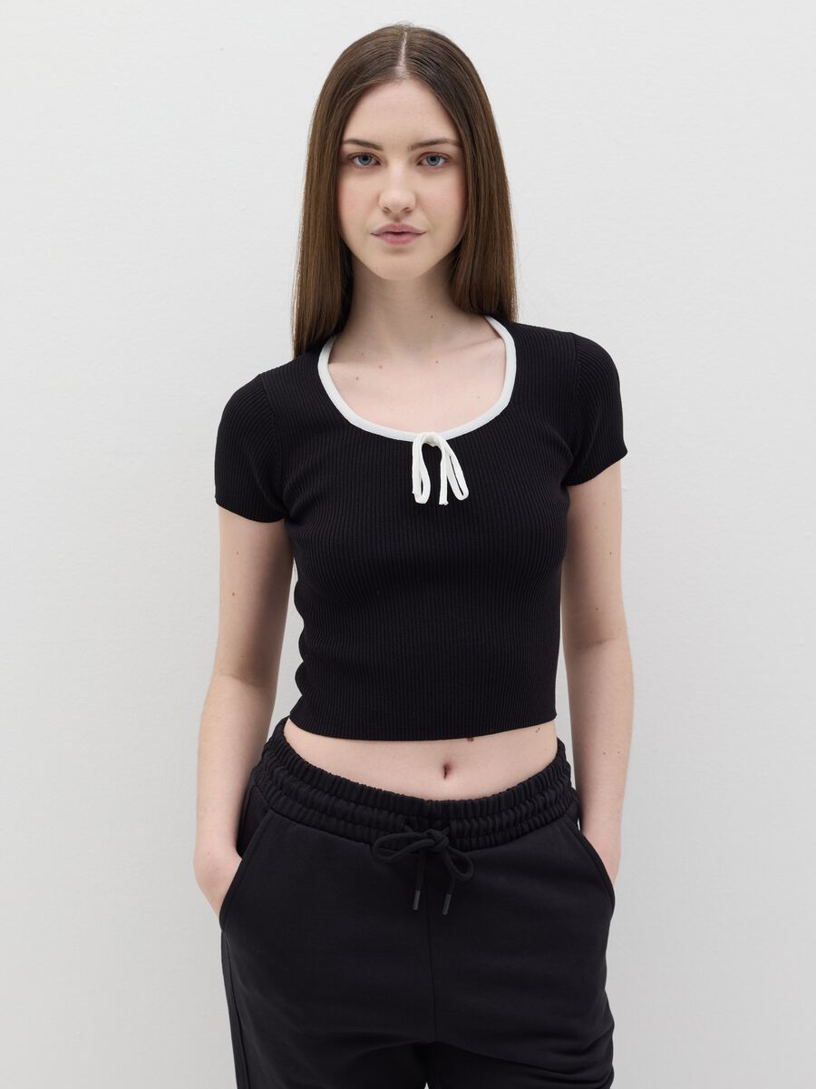 Ribbed top with bow_0