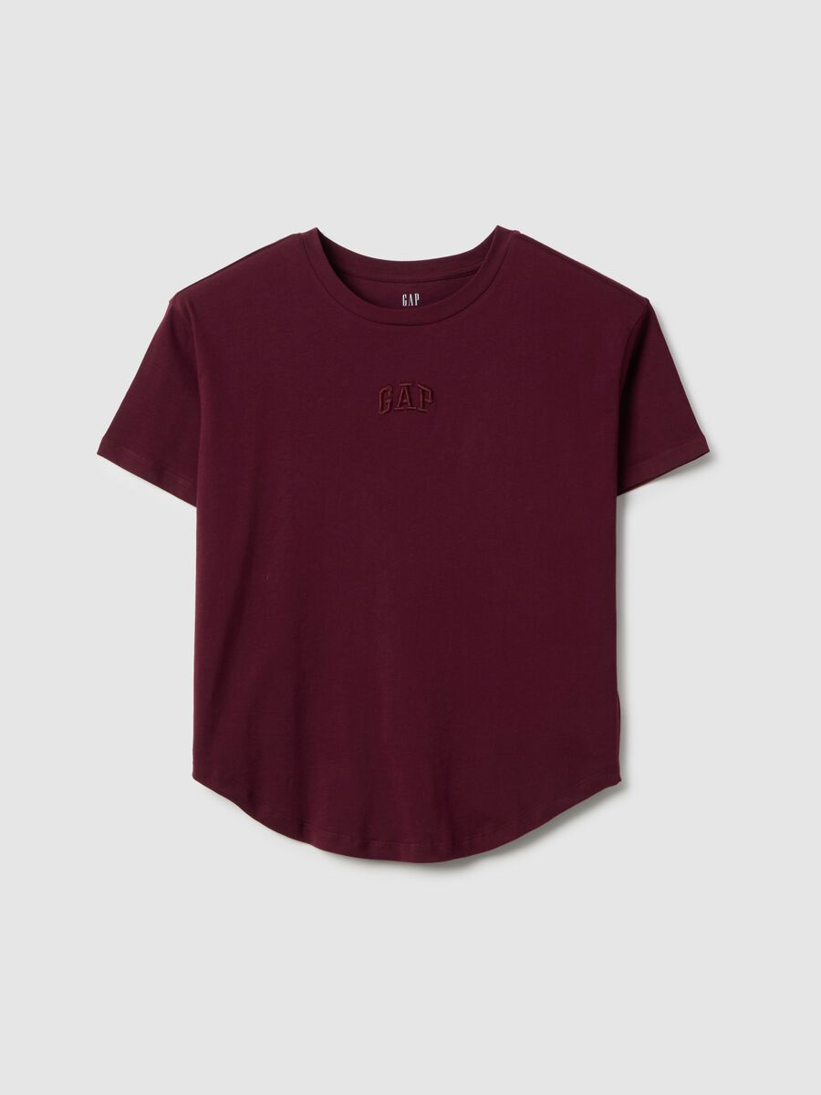 T-shirt rossa a maniche corte in puro cotone regular fit con logo_0