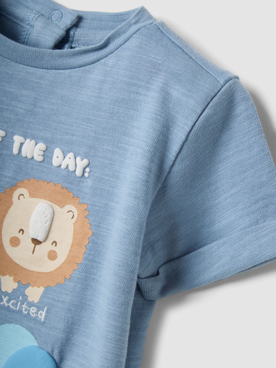 T-shirt azzurra a maniche corte in puro cotone regular fit_2